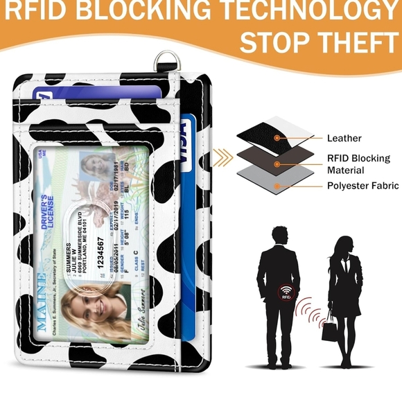 RFID Blocking Cow Print Card Holder - Picture 3 of 4